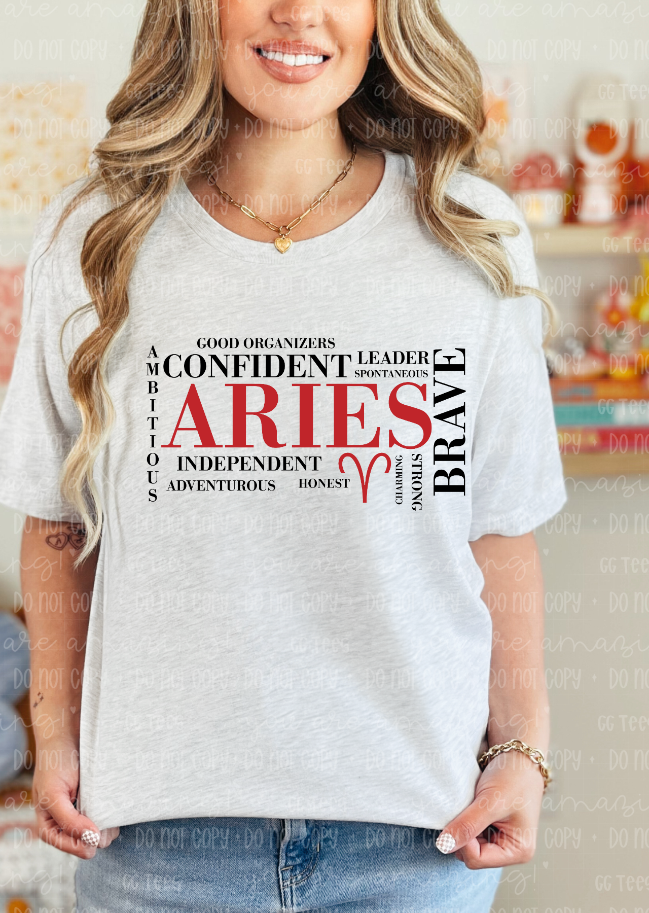 Aries Zodiac Tee Leader, Brave, Honest